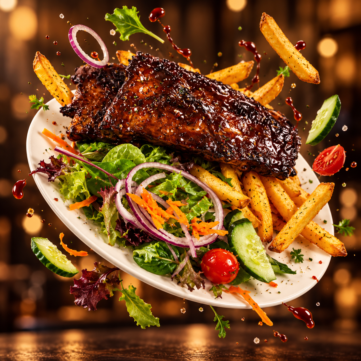 Wednesday Smokey Ribs with Chips and Salad